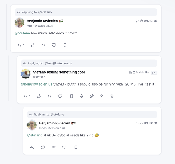 Threaded view of the web interface